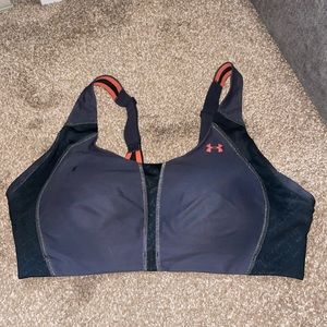 Under Armor Heat Gear Sport Bra. Black and orange. Size 38D.